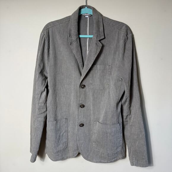 Standard James Perse Blazer SZ 2 Medium Linen Blend Three Button Army Green - Picture 1 of 12
